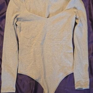 Abercrombie And Fitch Gray Long Sleeve Bodysuit Size S